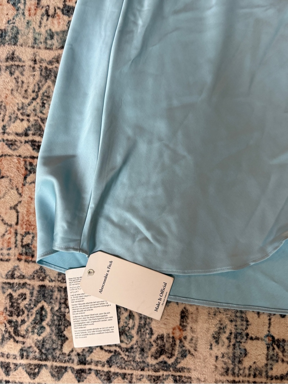 Abercrombie & Fitch NWT Blue Satin One Shoulder Midi Dress Wedding Guest Medium - Picture 10 of 10